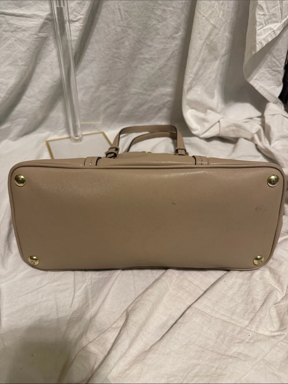 Coach Taupe Leather Dome Satchel with Brass Accents